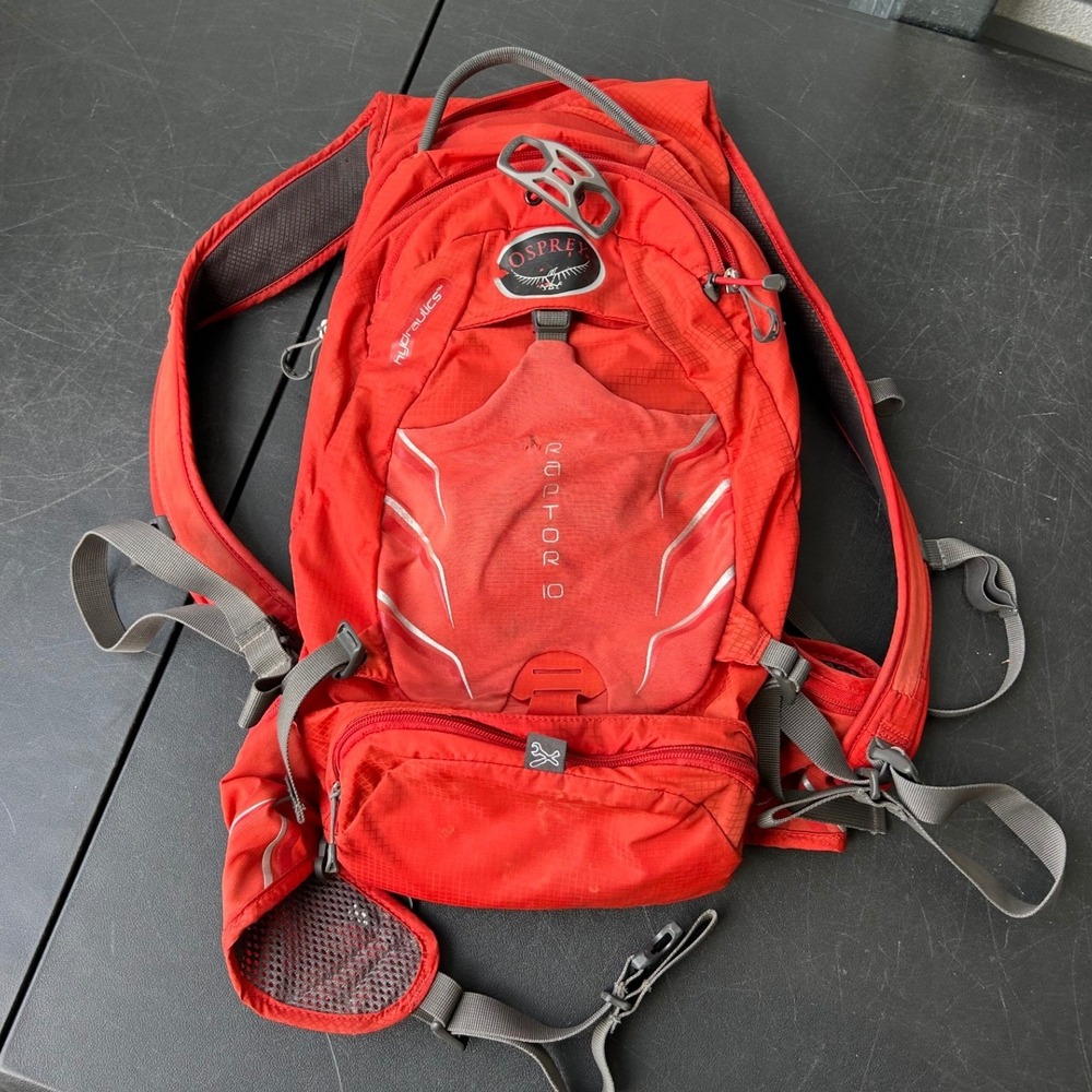 Osprey Raptor 10 Hydration Pack Red Mountain Biking Backpack AirScape Mesh